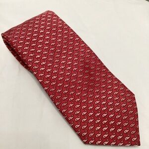 🐳Vineyard Vines Coral Red and Pink Patterned Silk Tie with Signature Whales